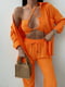 Помаранчевий костюм-трійка із креп-жатки:топ, сорочка, штани | 6858515 | фото 4