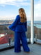 Синій костюм-двійка з шовку: жакет, штани | 6858534 | фото 5