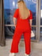 Червоний костюм-двійка в рубчик: блуза, штани | 6858539 | фото 2