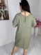 Льняна сукня вільного крою кольору хакі | 6858544 | фото 5