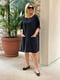 Льняна чорна сукня вільного крою з двома глибокими кишенями | 6858545 | фото 3