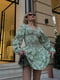 Зелена сукня міні в квітковий принт з імітацією корсета та драпіровкою під грудьми | 6858550 | фото 5