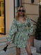 Зелена сукня міні в квітковий принт з імітацією корсета та драпіровкою під грудьми | 6858550 | фото 8