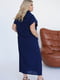 Синя довга сукня-сорочка із льону  | 6858554 | фото 2