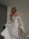 Біла сукня міді в квітковий принт зі шнурівкою та розкльошеними рукавами | 6858587 | фото 5