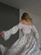 Біла сукня міді в квітковий принт зі шнурівкою та розкльошеними рукавами | 6858587 | фото 8