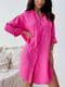 Рожева сукня-сорочка з мусліну під пояс | 6858603 | фото 2