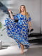 Блакитна вільна сукня-максі із софту в абстрактний принт | 6858605 | фото 2
