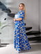 Блакитна вільна сукня-максі із софту в абстрактний принт | 6858605 | фото 4