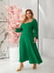 Трикотажна зелена сукня-міді з глибоким драпірованим декольте | 6858607 | фото 3