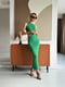 Силуетна зелена сукня міді  з фігурним вирізом на талії | 6858641 | фото 6