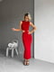Силуетна червона сукня міді з фігурним вирізом на талії | 6858644 | фото 4