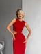 Силуетна червона сукня міді з фігурним вирізом на талії | 6858644 | фото 8