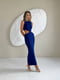 Силуетна синя сукня міді  з фігурним вирізом на талії | 6858653 | фото 7