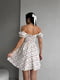 Сукня міні з мусліну молочного кольору в квітковий принт з імітацією чашки на підкладці | 6858657 | фото 6