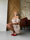 Бежева муслінова сукня міні в квітковий принт з імітацією чашки на підкладці | 6858660 | фото 2