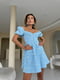 Блакитна муслінова сукня міні в квітковий принт з імітацією чашки на підкладці | 6858662 | фото 2
