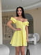 Жовта муслінова сукня міні в квітковий принт з імітацією чашки на підкладці | 6858664 | фото 10