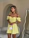 Жовта муслінова сукня міні в квітковий принт з імітацією чашки на підкладці | 6858664 | фото 3