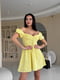 Жовта муслінова сукня міні в квітковий принт з імітацією чашки на підкладці | 6858664 | фото 5
