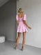 Рожева сукня міні з мусліну в квітковий принт з імітацією чашки на підкладці | 6858668 | фото 5