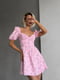Рожева сукня міні з мусліну в квітковий принт з імітацією чашки на підкладці | 6858668 | фото 7