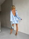 Блакитна сатинова сукня міні з відкритою спиною та елегантною зав`язкою | 6858670 | фото 4
