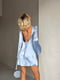 Блакитна сатинова сукня міні з відкритою спиною та елегантною зав`язкою | 6858670 | фото 8