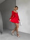 Червона сатинова сукня міні  з об”ємними широкими рукавами та імітацією чашок | 6858671 | фото 4