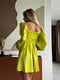 Жовта сатинова сукня міні з об”ємними широкими рукавами та імітацією чашок | 6858673 | фото 3