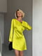 Жовта сатинова сукня міні  з відкритою спиною та елегантною зав`язкою | 6858679 | фото 5