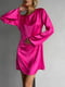 Рожева сатинова сукня міні  з відкритою спиною та елегантною зав`язкою | 6858680 | фото 2