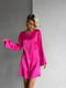 Рожева сатинова сукня міні  з відкритою спиною та елегантною зав`язкою | 6858680 | фото 6