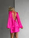 Рожева сатинова сукня міні  з відкритою спиною та елегантною зав`язкою | 6858680 | фото 9