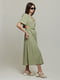 Сукня оливкового кольору з V-подібним вирізом | 6859545 | фото 2