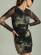 Темно-коричнева шифонова сукня з довгим рукавом | 6859550 | фото 2