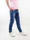 Сині джинси прямого крою з потертостями | 6859643 | фото 5