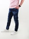 Темно-сині джинси прямого крою з принтом | 6859644 | фото 6