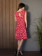 Червона бавовняна сукня-трапеція у квіточку | 6859897 | фото 3
