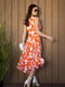Помаранчева квіткова сукня без рукавів | 6859925 | фото 3
