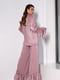Темно-рожевий сатиновий костюм з воланами: сорочка та штани | 6859951 | фото 3