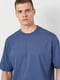 Бавовняна синя футболка вільного фасону | 6860056 | фото 4