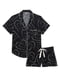 Піжама чорна в принт: сорочка та шорти | 6860076 | фото 3