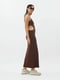 Облегающее коричневое платье-майка в пол с вырезом | 6860515 | фото 2