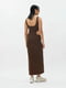 Облегающее коричневое платье-майка в пол с вырезом | 6860515 | фото 3
