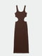 Облегающее коричневое платье-майка в пол с вырезом | 6860515 | фото 4