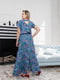Сукня вільного силуету максі синя з принтом | 6861456 | фото 6