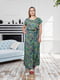 Сукня вільного силуету максі зелена з принтом | 6861457