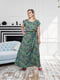 Сукня вільного силуету максі зелена з принтом | 6861457 | фото 2