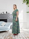 Сукня вільного силуету максі зелена з принтом | 6861457 | фото 5